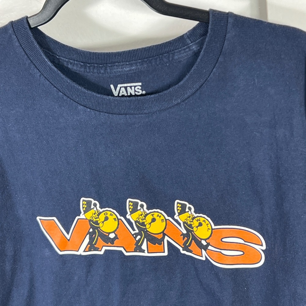 Vans Mens XL Navy Blue Off The Wall Graphic Logo T-Shirt Classic Fit 2097